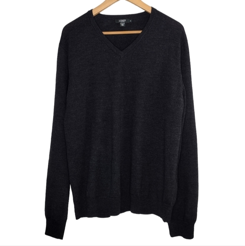 J. Crew Italian Merino Wool Men's Pullover Long Sleeve V-Neck Sweater Size XL
